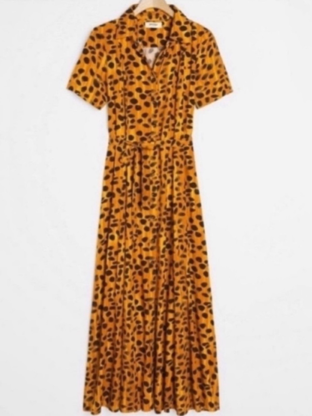 Anthropologie Porridge Vianne Leopard Maxi ShirtDress Orange 8 NWT - Picture 2 of 7
